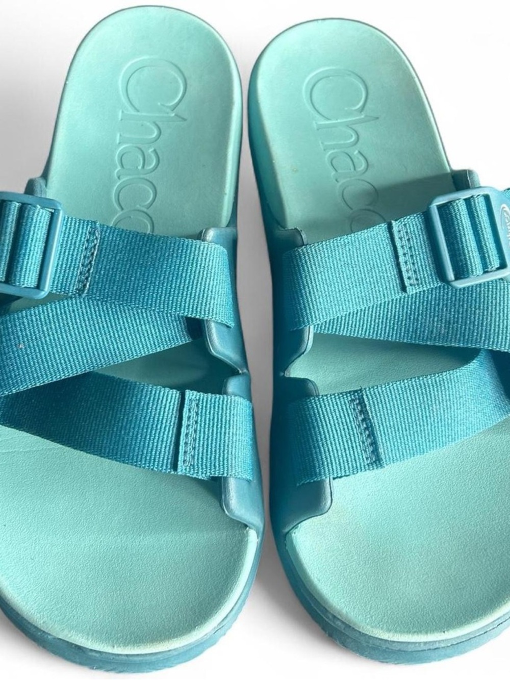 Chaco Women's Chillos Slide in Ocean Blue ultra-lightweight recovery sandals - Picture 2 of 5